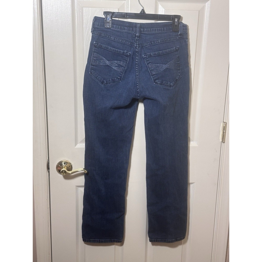 NYDJ Women's 8P Petite Dark Wash Straight Leg Stretch Jeans Lift Tuck USA - Picture 2 of 8